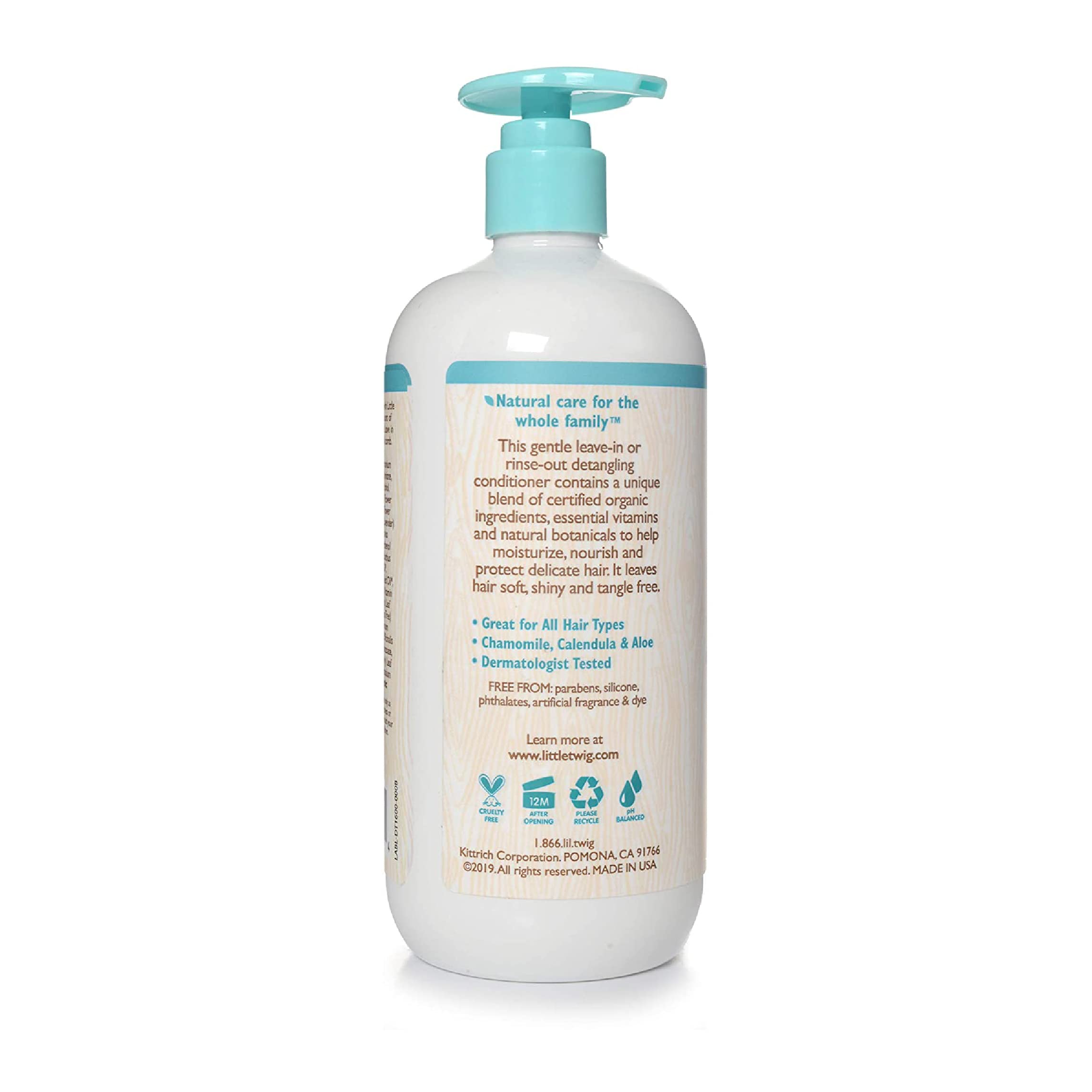 Little Twig Hair Conditioner, Natural Conditioner with Plant Derived Formula, Contains Essential Oils and Extracts, Suitable for Whole Family, Fragrance-Free, 17 fl oz.