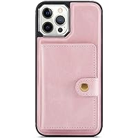 Case for iPhone 14/14 Pro/14 Pro Max/14 Max, Wireless Charging Wallet Case with Kickstand Credit Card Slots, Magnetic Closure Protective Slim Back Flip Folio Case (Color : Pink, Size : 14 Pro