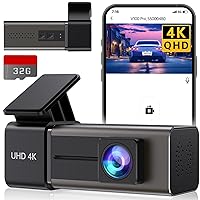 Dash Cam 4K WiFi Front Dash Camera for Cars, E-YEEGER Car Camera Mini Dashcams with App, Dashboard Camera with 24H Parking Mode, Night Vision, Loop Recording, Free 32G Card, Support Up to 256GB