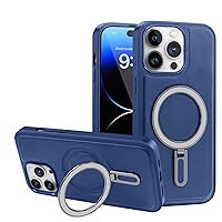 Shockproof Case for iPhone 15 Pro Max/15 Pro/15 Plus/15, Magnetic Kickstand 2 in 1 Case Support Wireless Charging Non Yellowing Leather Cover,Blue,15 Pro Max''