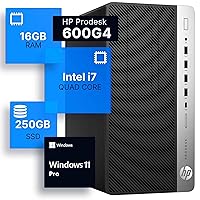 HP ProDesk 600G4 Tower Desktop Computer | Intel i7-8700 (3.4) | 16GB DDR4 RAM | 250GB SSD Solid State | Windows 11 Professional | Home or Office PC (Renewed)