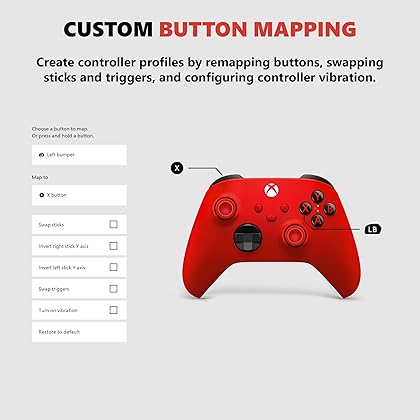 Microsoft Xbox Wireless Controller Pulse Red - Wireless & Bluetooth Connectivity - New Hybrid D-Pad - New Share Button - Featuring Textured Grip - Easily Pair & Switch Between Devices