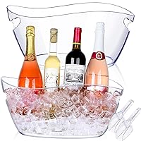 Ice Buckets for Parties, 6.5L Beverage Tub 2pcs Large Mimosa Bar Clear Acrylic Champagne Bucket with Scoops, Drink Bucket Tub for Cocktail Bar, Upgraded 6.5 Liter Wine Beer Cooler Bucket Kit
