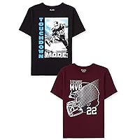 Boys' Single Sports Short Sleeve Graphic T-Shirts,Multipacks, Touchdown Mode/MVP 2-Pack, X-Large