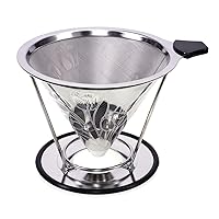 Tulip Stainless Steel Coffee Filter, Reusable Tapered dripper with Removable Cup Holder, 2019, New Generation