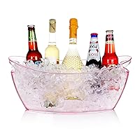 Ice Buckets for Parties, Pink Clear Acrylic Champagne Bucket, Drinks Beverage Tub for Cocktail Bar, Wine, Beer, Soda(Pink)