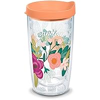 Tervis Grandma Floral Made in USA Double Walled Insulated Tumbler Travel Cup Keeps Drinks Cold & Hot, 16oz, Clear