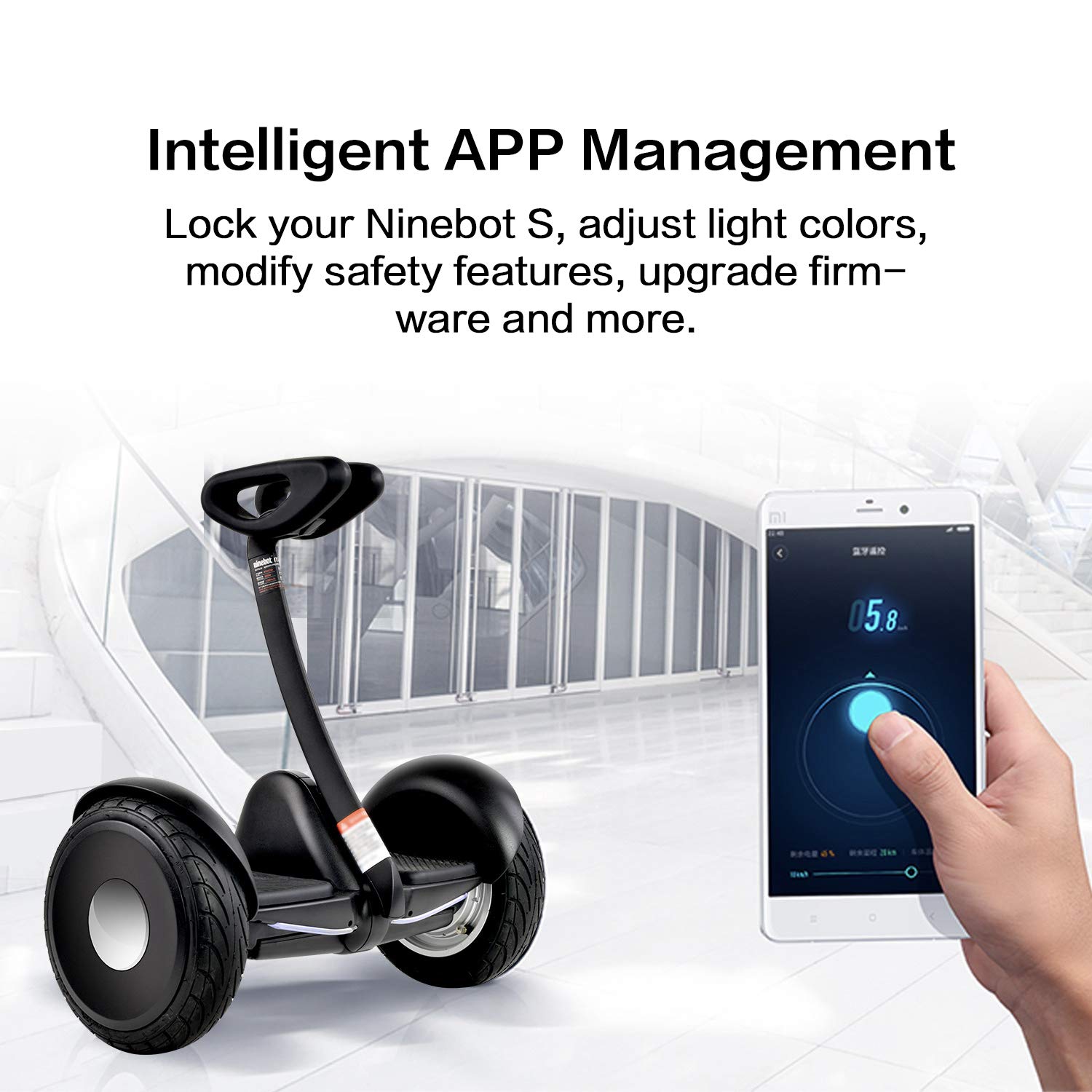 Segway Ninebot S Smart Self-Balancing Electric Scooter, 800W Motor (Ver.S MAX 1000), 13.7 Miles Range(Ver.S MAX 23.6)& 10MPH(Ver.S MAX 12.4), Hoverboard w/t LED Light, Compatible with Gokart Kit