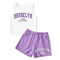 KANGKANG Girls Clothes Sleeveless Tank Crop Tops + Shorts 2Pcs Kids Clothes Girls Casual Sportswear Summer T-shirt Outfit