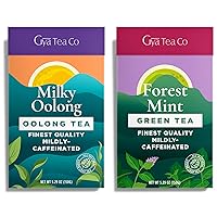Gya Tea Co Milk Oolong Tea & Forest Mint Green Tea Set - Natural Loose Leaf Tea with No Artificial Ingredients - Brew As Hot Or Iced Tea