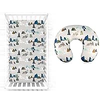 Crib Sheet and Nursing Pillow Cover, Neutral Breastfeeding Pillow Case for Baby Boys & Girls, Ultra Soft and Comfortable