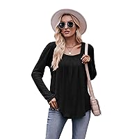 CASURESS Women's Tunic Tops for Leggings Long Sleeve Lightweight Casual Square Neck Fall Blouses