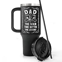 Engraved 40 oz Tumbler With Handle Straw Lid - Christmas Gifts For Dad & Valentines Day Gifts for Husband, Him - Fathers Day, Birthday Gifts for Father, Dad, Grandpa, Papa from Daughter, Son