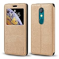 for Unihertz Jelly 2 Case, Wood Grain Leather Case with Card Holder and Window, Magnetic Flip Cover for Unihertz Jelly 2E (3”)