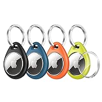 UNBREAKcable Apple AirTag Holder - 4 Pack [Fit Tightly Design] [Easy to Install] [Hold Air Tag Securely] Waterproof TPU Shell Protective Case with 304 Stainless Steel Keychain Key Ring