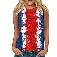 4th of July Tank Tops for Women Tie Dye Graphic Tee American Flag Sleeveless Shirts Summer Patriotic Shirt Tanks