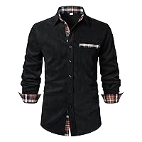Men's Plaid Shirts Long Sleeve Tops Button-Up Cotton Work Shirt Daily Casual/Formal Western Dress Shirts with Pocket