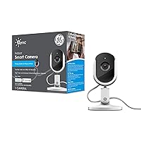 GE Cync Smart Indoor Camera, HD Camera 1080p Resolution, Night Vision, WiFi Security Camera, Works with Amazon Alexa and Google Home, White (1 Pack)