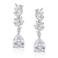 SWEETV Marquise Teardrop Dangle Drop Earrings for Women, Wedding Bridal Earrings for Brides, Bridesmaids, Prom Formal Jewelry Gifts