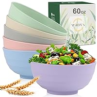 Wheat Straw Bowls Set 60 OZ Unbreakable Large Cereal Bowls Set of 6 Microwave and Dishwasher Safe BPA Free Eco Friendly Big Bowls for Eating, Serving Oatmeal, Soup and Salad Etc…