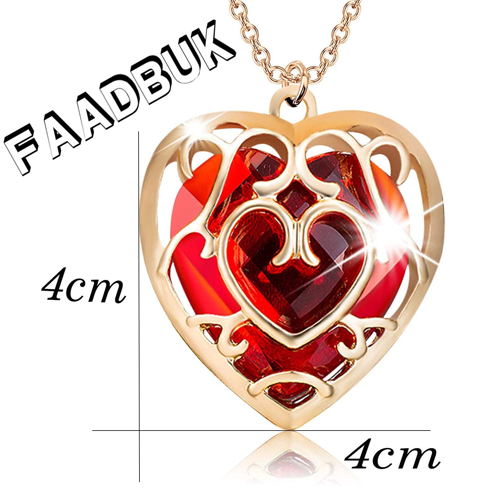 FAADBUK Cosplay Jewelry Skyward Sword Heart Sapphire Ruby Necklace Gamer Fans Gift for Women Girl
