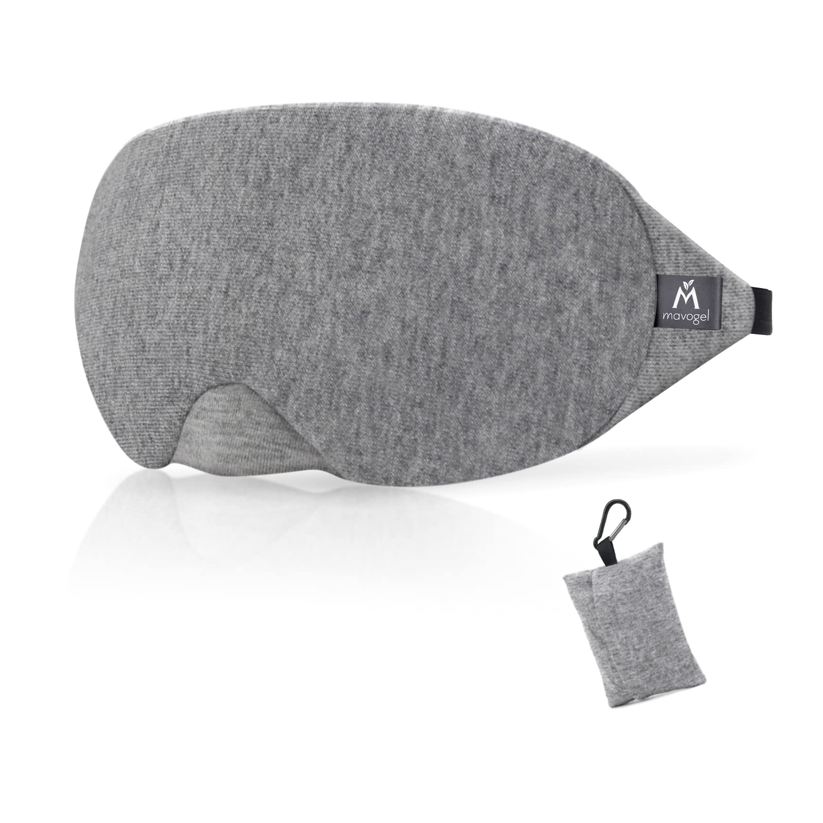 Mavogel Cotton Sleep Eye Mask - Updated Design Light Blocking Soft and Comfortable Night Eye Mask for Men Women, Eye Blinder for Travel/Sleeping/Shift Work, Includes Pouch, Grey