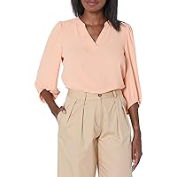 Anne Klein Women's 3/4 Split Neck Blouse W/Puff SLV