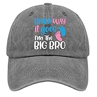 Either Way It Goes I'm The Big Bro Baby Hat Daddy Hat Pigment Black Mens Hats and Caps Gifts for Dad Baseball Caps