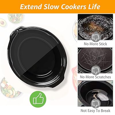 ONEBOM Silicone Slow Cooker Liners fit Crock-Pot 6 Quart Oval Slow