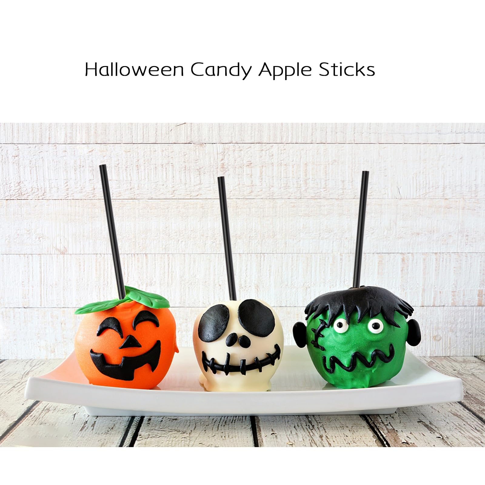 Hewomate 30 Pieces Acrylic Candy Apple Sticks, 6 Inches Halloween Black Pointed Acrylic Rods, Caramel Apple Sticks, Cake Pop Sticks, Acrylic Sticks for Dessert Chocolate Covered Apples