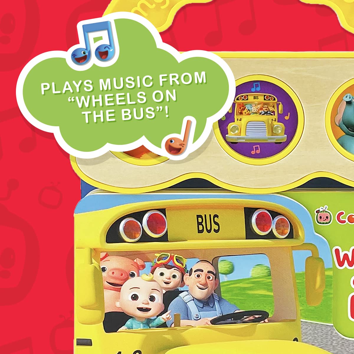 CoComelon Wheels on the Bus 3-Button Sound Board Book for Babies and Toddlers, Ages 1-4