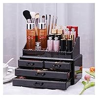 AN207 4 Drawers Makeup Jewelry Cosmetics Display Storage Manager With Top Tray - Black Small Jewelry