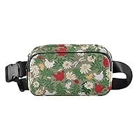 ALAZA Flower and Chicken and Dragonfly Belt Bag Waist Pack Pouch Crossbody Bag with Adjustable Strap for Men Women College Hiking Running Workout Travel