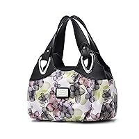 Nicole & Doris Women's Handbag, Handbag, Many Compartments, Floral, Stylish, Shoulder Bag, A4 Size, Large Capacity, Boston Bag, Water Repellent, PU Leather, Branded Bag, Present, Bag