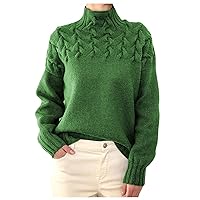 RMXEi Women's Sweater Turtleneck Casual Long Sleeve V Neck Solid Loose Knit Pullover Tops