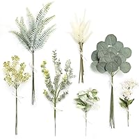 Serra Flora Artificial Greenery Spray Box Set(Pack of 46pcs) with 7 Kinds of Golden Green Filler for Wedding Bouquet Table Centerpieces and Floral Arrangement (Dusty Green)
