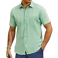 Men's Button Down Dress Shirts Short Sleeve Casual Shirts Wrinkle Free Business Shirt Stain Sheild