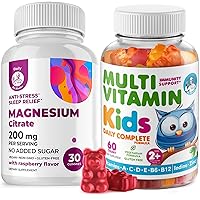 Kids Multivitamin Gummies 14 Essential Vitamins and Magnesium Gummies Sugar-Free - Daily Supplement Vitamin A,C,D,E Vegetarian B6&B12,Zinc,Biotin with Sugar-Free Magnesium Calm Chews for Kids&Adults
