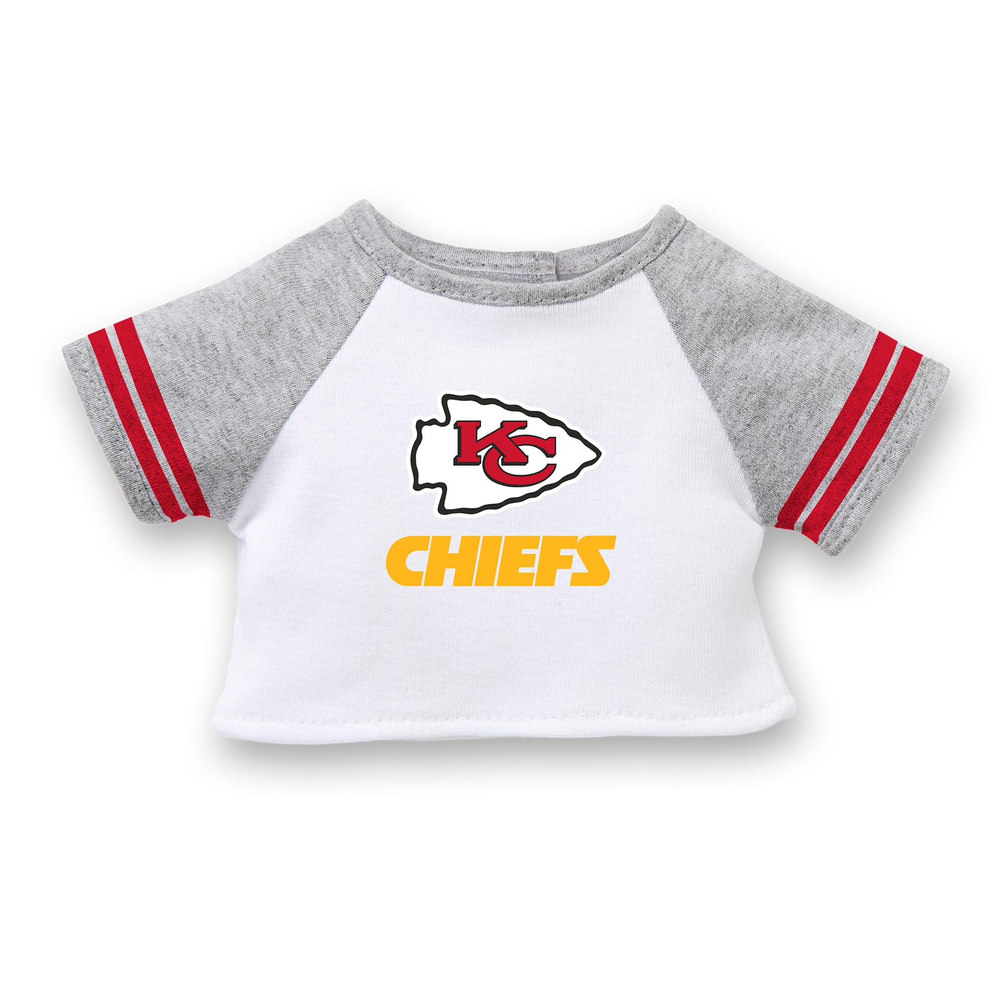 American Girl Kansas City Chiefs 18 inch Fan Tee with Crew Neck Striped Short Sleeve, Red and Gold, 1 pcs, Ages 6+