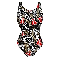 My Heart Belongs to Black Gold One Piece Swimsuit for Women Tummy Control Bathing Suit Slimming Backless Swimwear