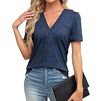 Summer Tops for Women Women's Knitted Dike Flower Square Neck Casual Short Sleeve T-Shirt Oversized T Shirts, S XXL
