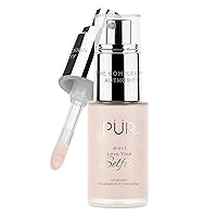 PÜR MINERALS 4-in-1 Love Your Selfie Longwear Foundation & Concealer, Full Coverage Liquid Foundation, Hydrating Formula, Cruelty Free