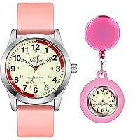 SIBOSUN Nurse Watches for Medical Students, Doctors,Women Men Unisex Easy to Read Dial Watches for Women Nurse Watch Silicone Retractable Fob Clip on Watch for Women Nurses