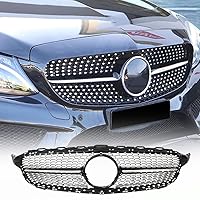 MCARCAR KIT W205 Front Grill for Mercedes Benz C-Class W205 C180 C200 C250 C300 C400 Sedan 2015-2018 Gloss Black ABS Front Hood Grille Cover Front Kidney Grille