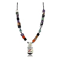 $270Tag Inlaid BirdCertified Silver Navajo Multicolor Turquoise Necklace 390761996615 Made by Loma Siiva