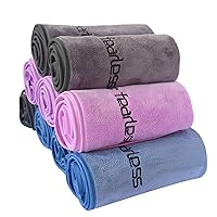 Microfiber Gym Towels for Exercise Fitness, Sports, Workout, 380-GSM 15-Inch x 31-Inch Bath Towels (9 Pack, 3Grey+3Blue+3Purple)