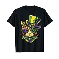 Mardi Gras Cat With Hat Glasses T-Shirt