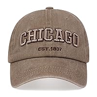Chicago Hat for Men Women 3D Embroidery Vintage City Dad Hats Baseball Cap