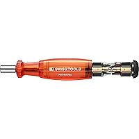 PB Swiss Tools Screwdriver Bit Holder PB 6464.Red | 100% Swiss Made | Screwdriver Mutlitool with Bits in the Handle, including Slot Size 2/3/4, PH1/PH2, T10/T15/T20