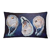 Caroline's Treasures MW1112PW1216 Oysters Give Me More Canvas Fabric Decorative Pillow Machine Washable, Indoor Outdoor Decorative Pillow for Couch, Bed or Patio, 12HX16W